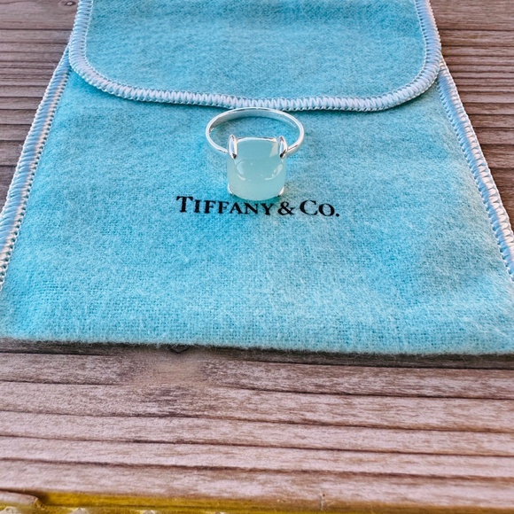 RARE LARGE Tiffany & Co Chrysoprase Sugar Stacks Ring in Silver, sz 10 - Picture 2 of 8